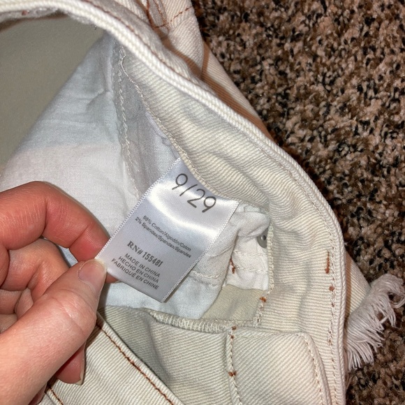 Beige Denim Shorts with Brown Stitching - Picture 6 of 10